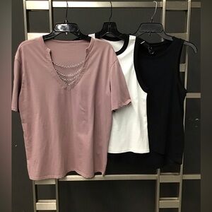 Stylish Women's Tops Set - Pink, White, and Black